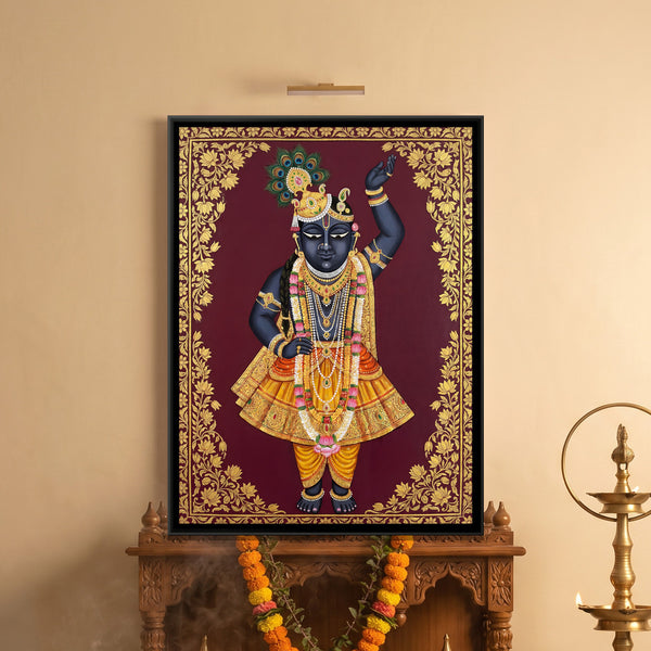 Shrinathji Suvarna Shringar — framed canvas art hung on a wall