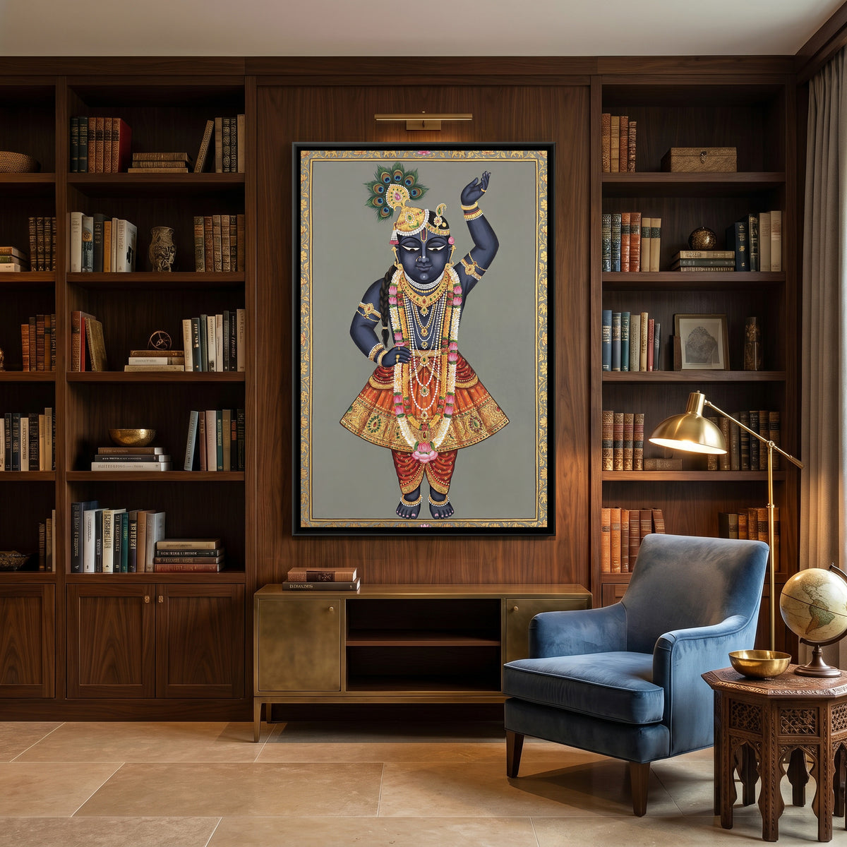 Shrinathji Shringar — canvas art shown in a second room setting