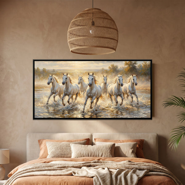 7 Horses — framed canvas art hung on a wall