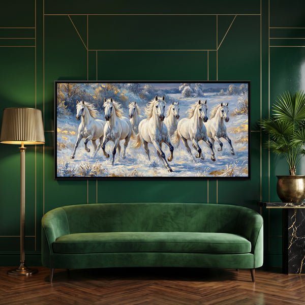 7 Horses — framed canvas art hung on a wall
