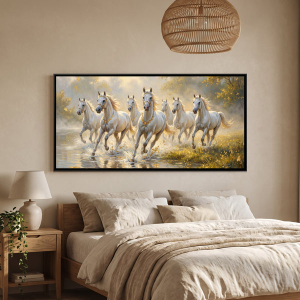 7 Horses — framed canvas art hung on a wall