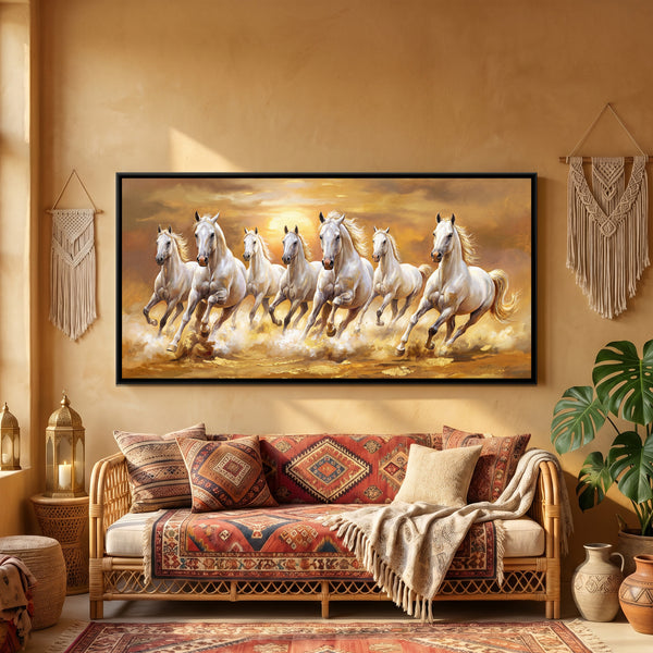 7 Horses — framed canvas art hung on a wall