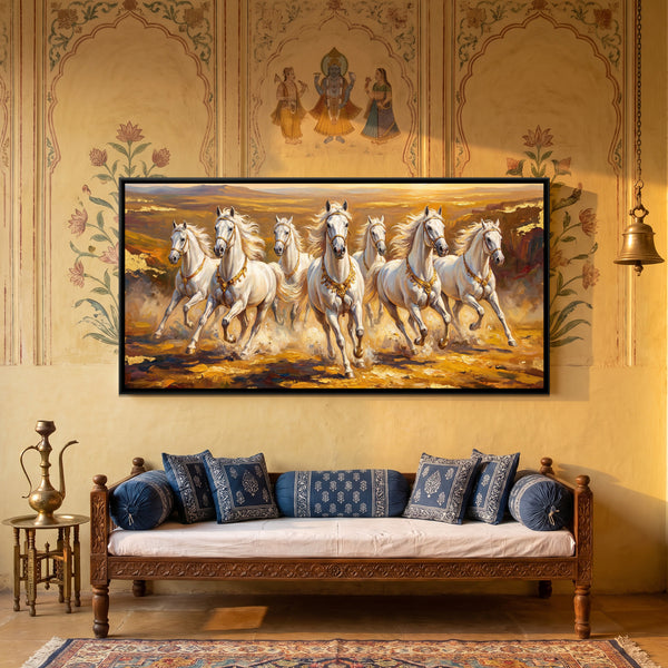 7 Horses — framed canvas art hung on a wall