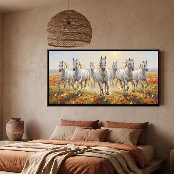7 Horses — framed canvas art hung on a wall