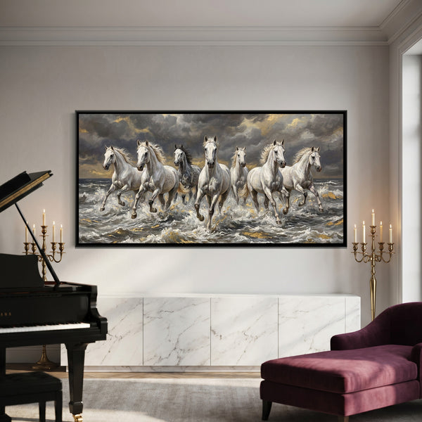 7 Horses — framed canvas art hung on a wall