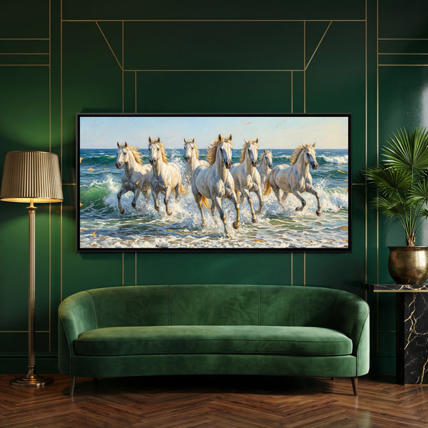 7 Horses — framed canvas art hung on a wall