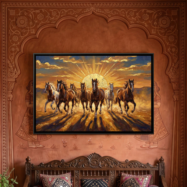 7 Horses — framed canvas art hung on a wall
