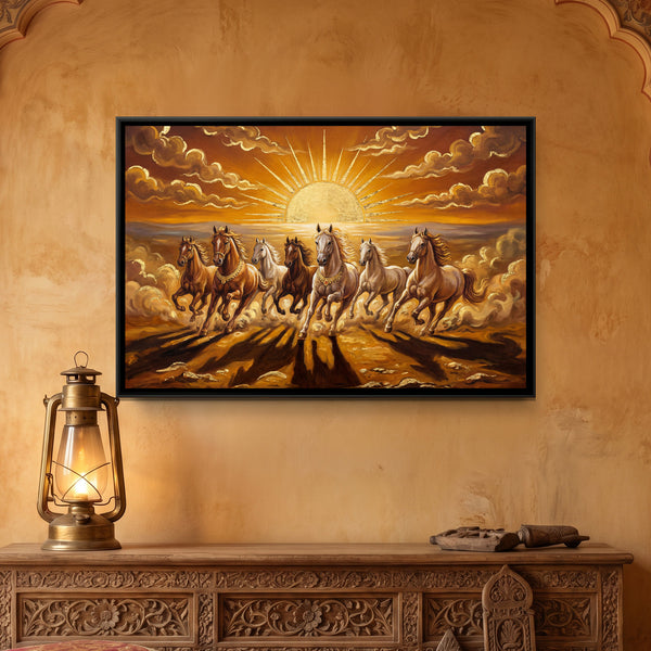 7 Horses — framed canvas art hung on a wall