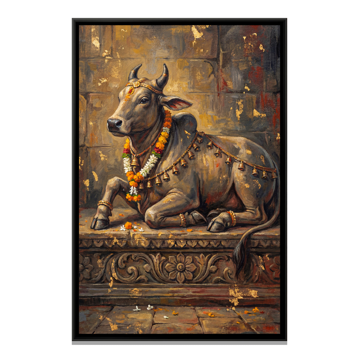 Nandi Ji — framed canvas print, front view