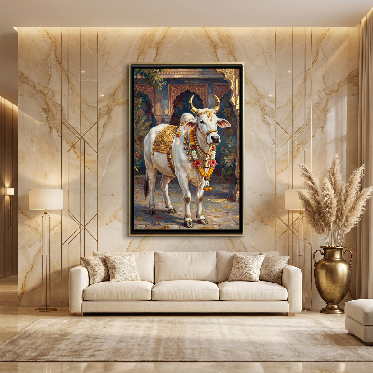 Nandi Ji — canvas art shown in a styled room