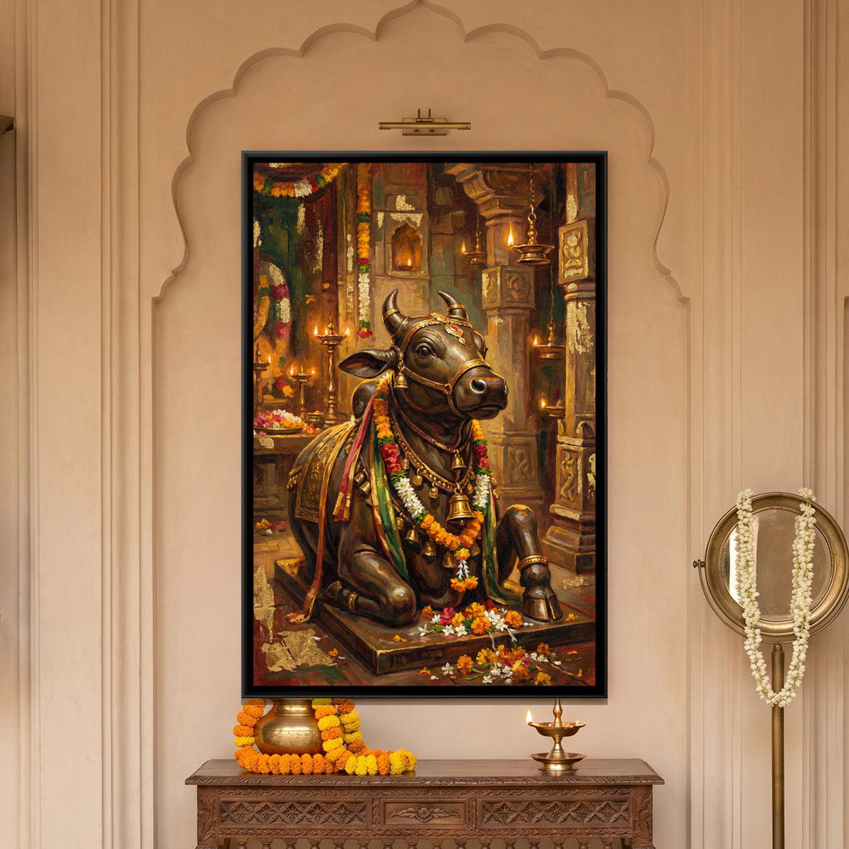 Nandi Ji — framed canvas art hung on a wall