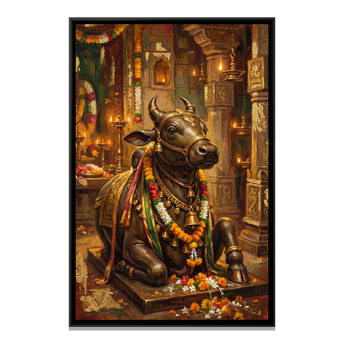 Nandi Ji — framed canvas print, front view