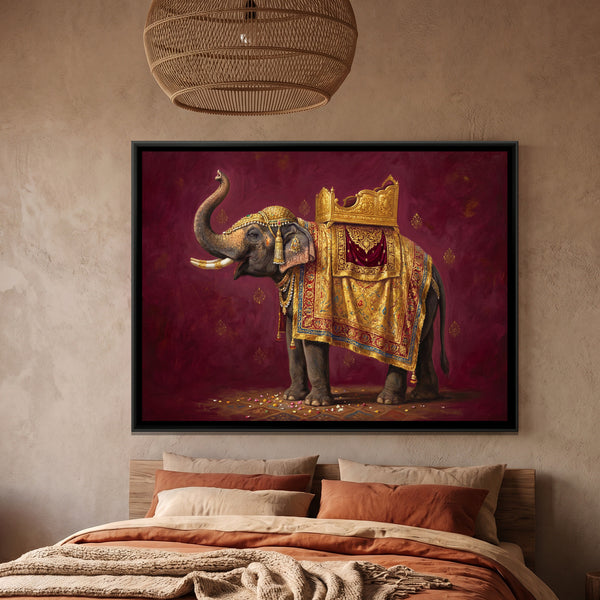 Royal Elephant — framed canvas art hung on a wall