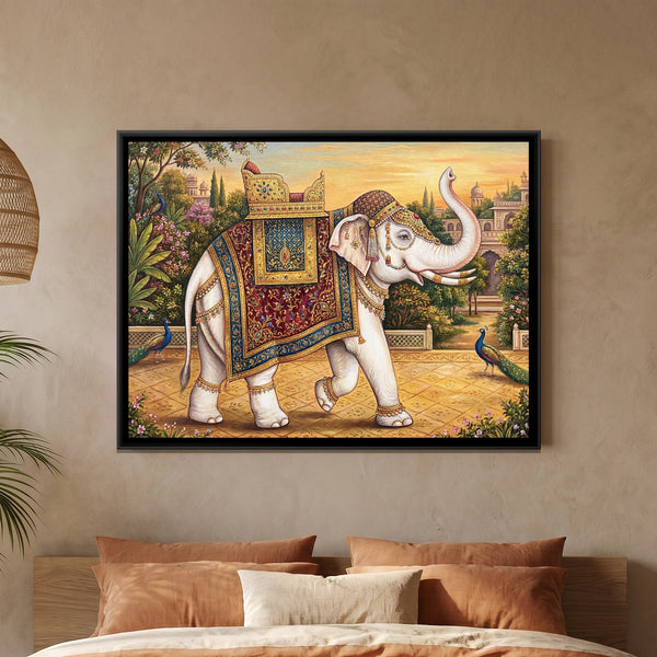 Royal Elephant — framed canvas art hung on a wall