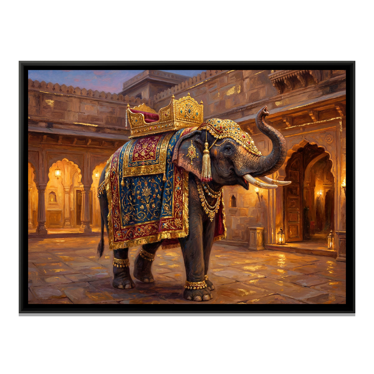 Mughal Elephant — framed canvas print, front view