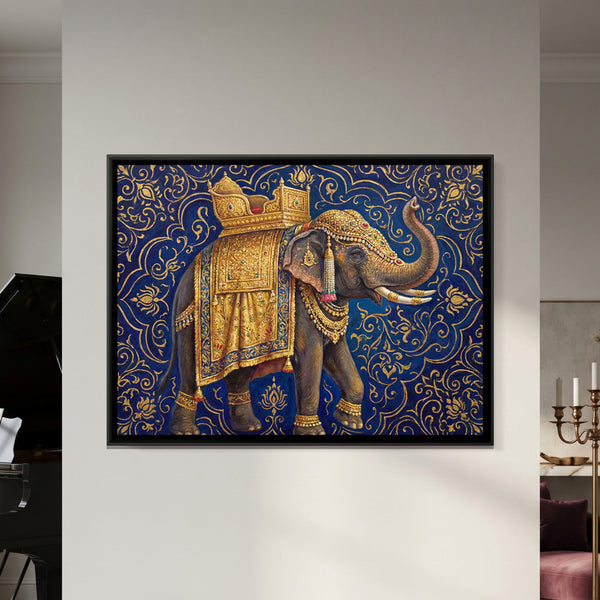Mughal Elephant — framed canvas art hung on a wall