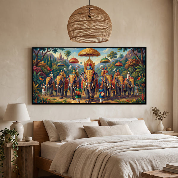 Gold Elephant — framed canvas art hung on a wall