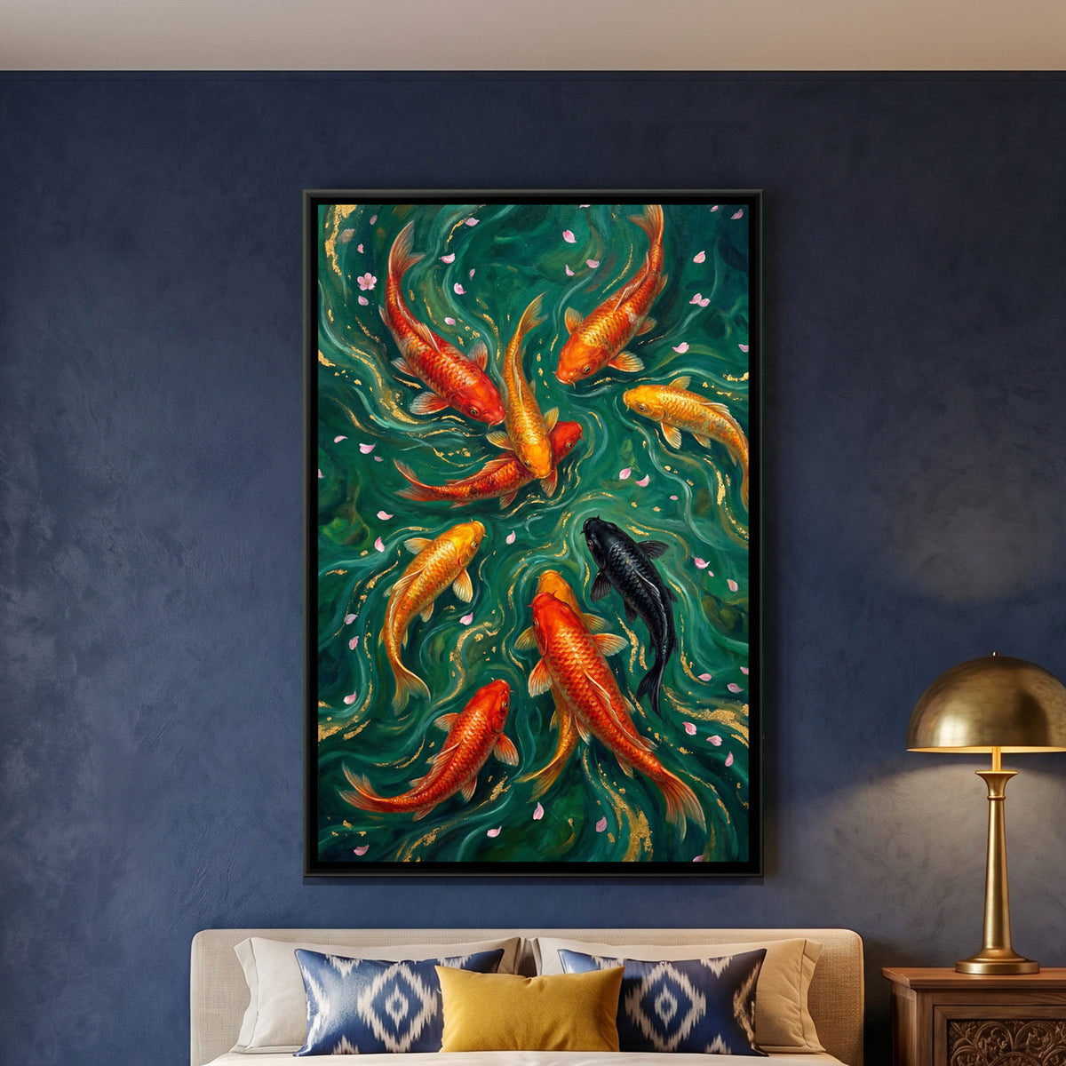Vastu Koi Fish — framed canvas art hung on a wall