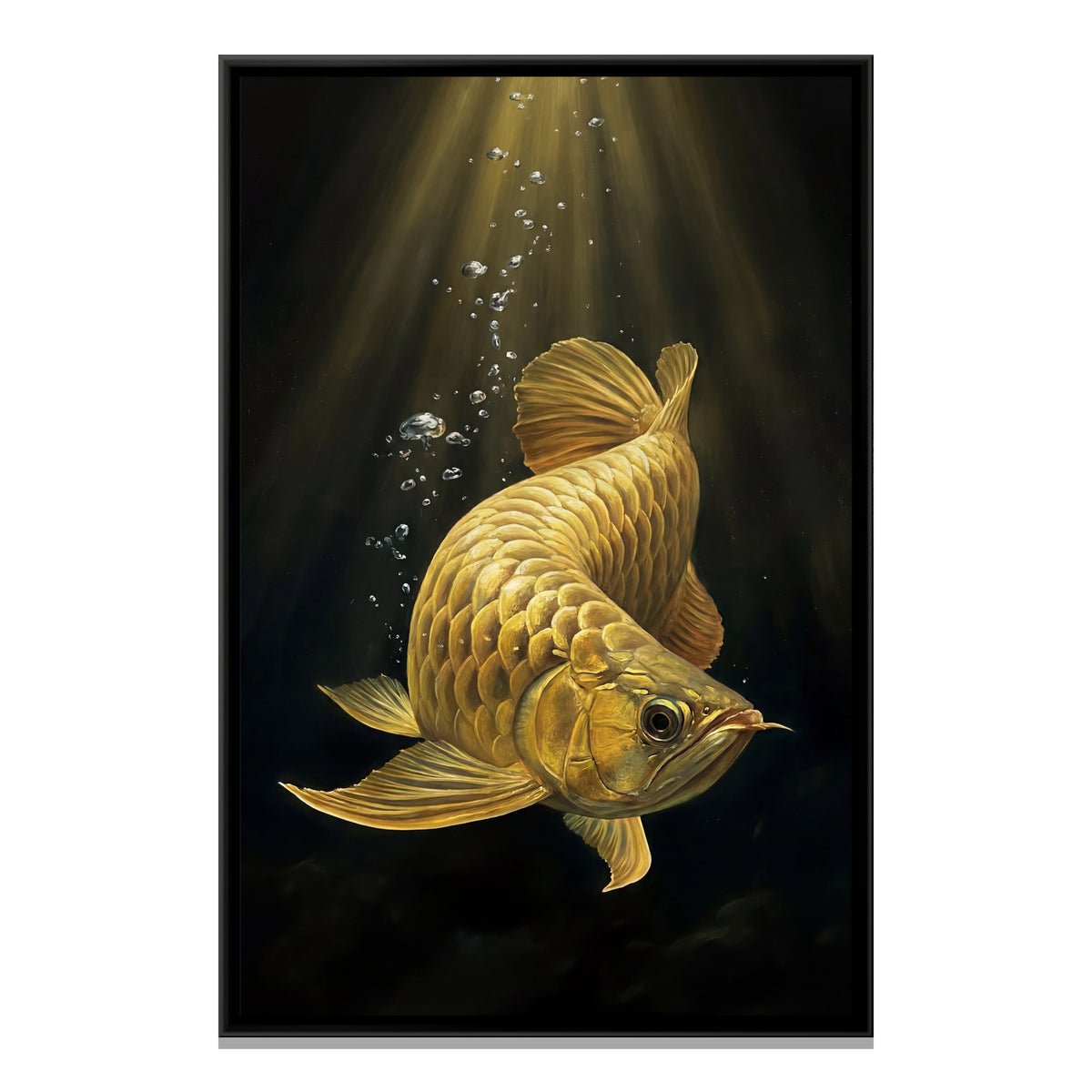 Golden Arowana Fish — framed canvas print, front view