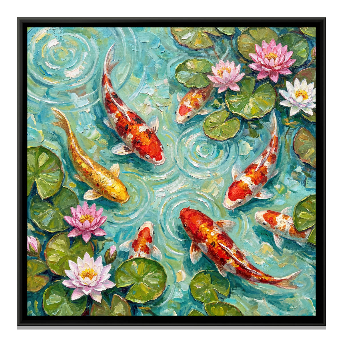 Koi Pond — framed canvas print, front view