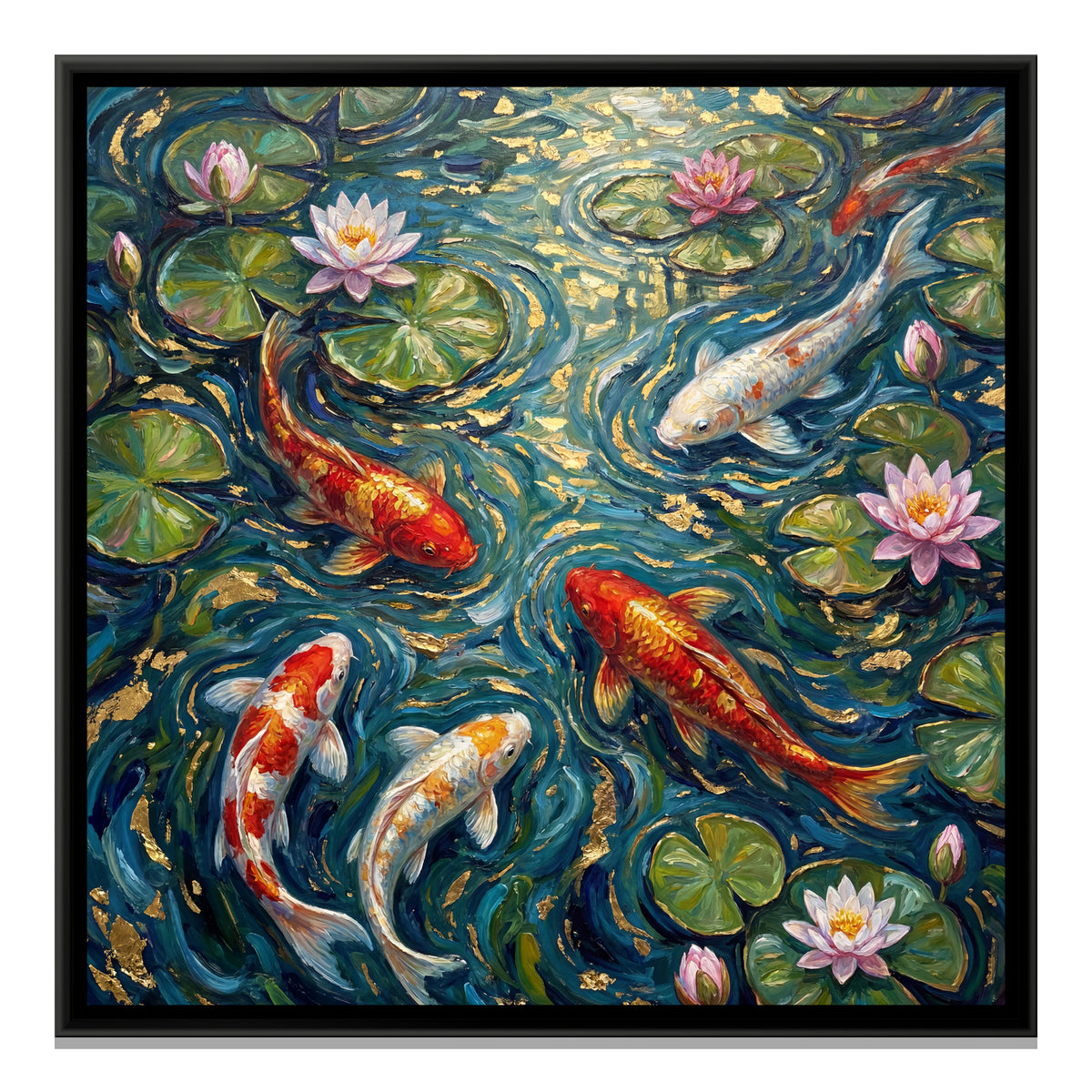 Koi Pond — framed canvas print, front view