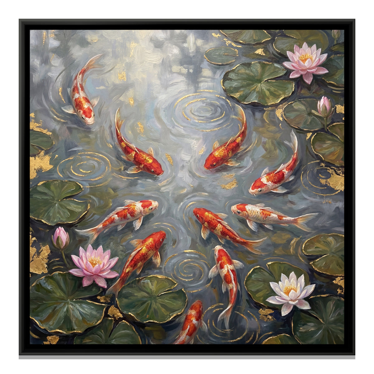 Koi Pond — framed canvas print, front view