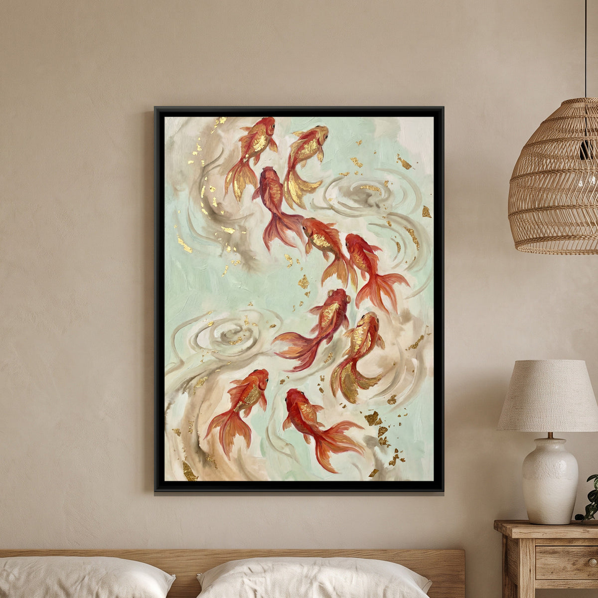 Goldfish — framed canvas art hung on a wall