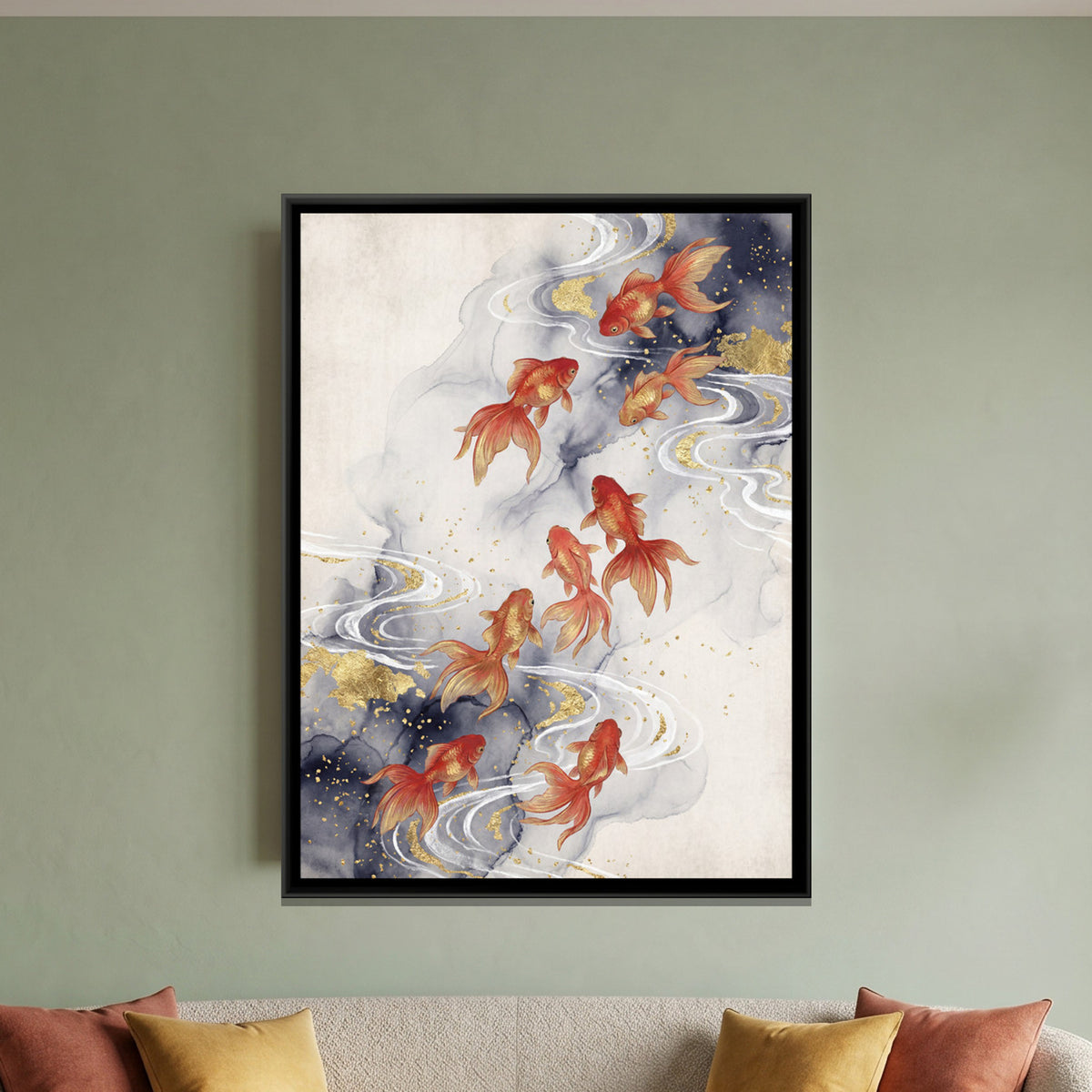 Goldfish — framed canvas art hung on a wall