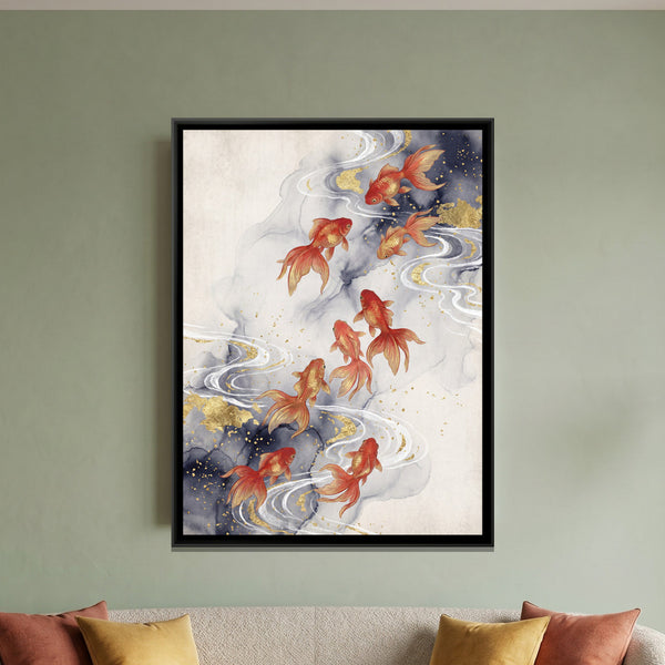 Goldfish — framed canvas art hung on a wall