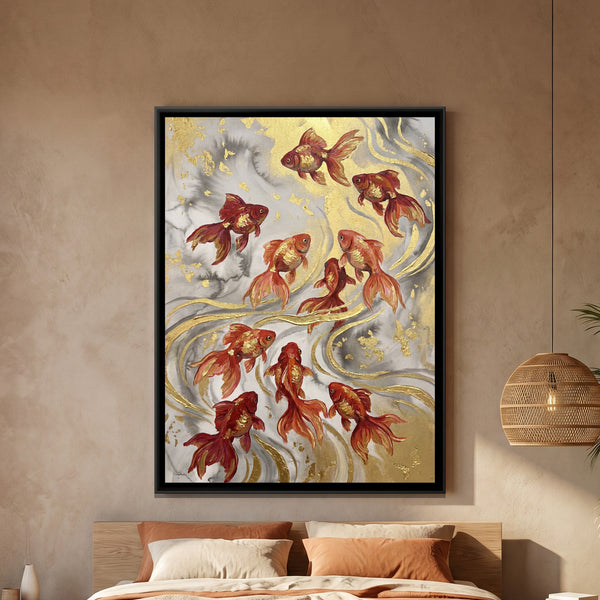 Goldfish — framed canvas art hung on a wall