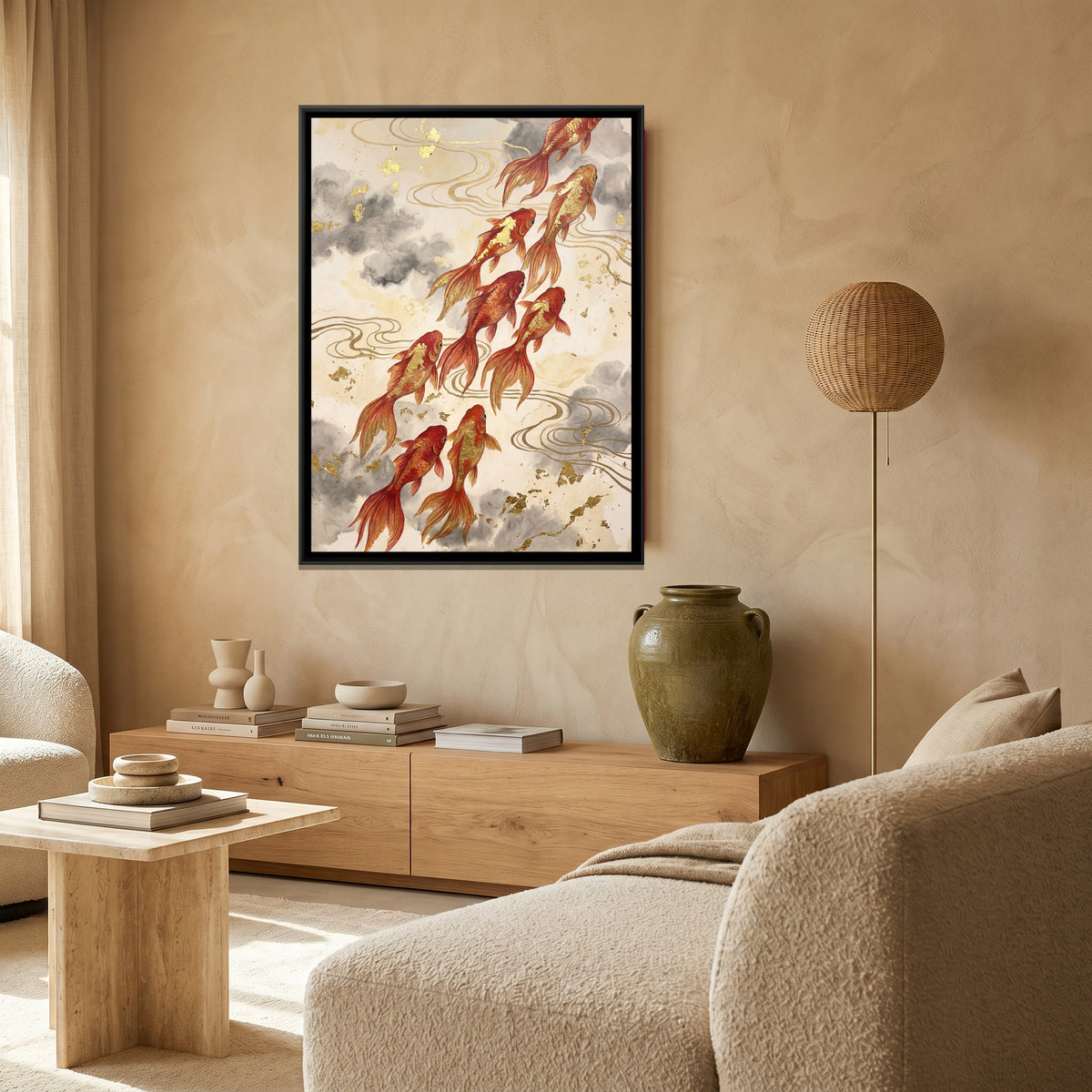 Goldfish — canvas art shown in a second room setting