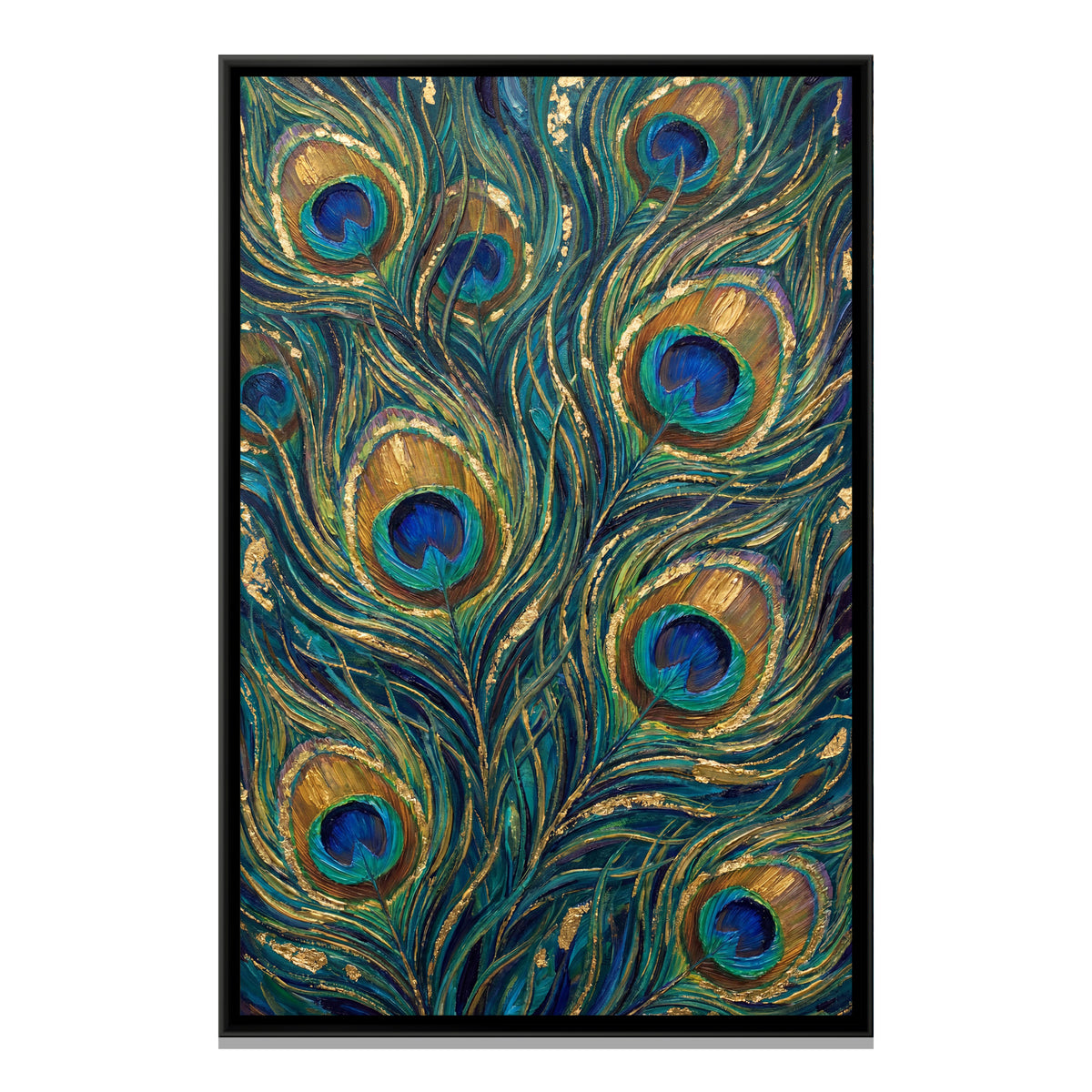 Peacock Feathers — framed canvas print, front view
