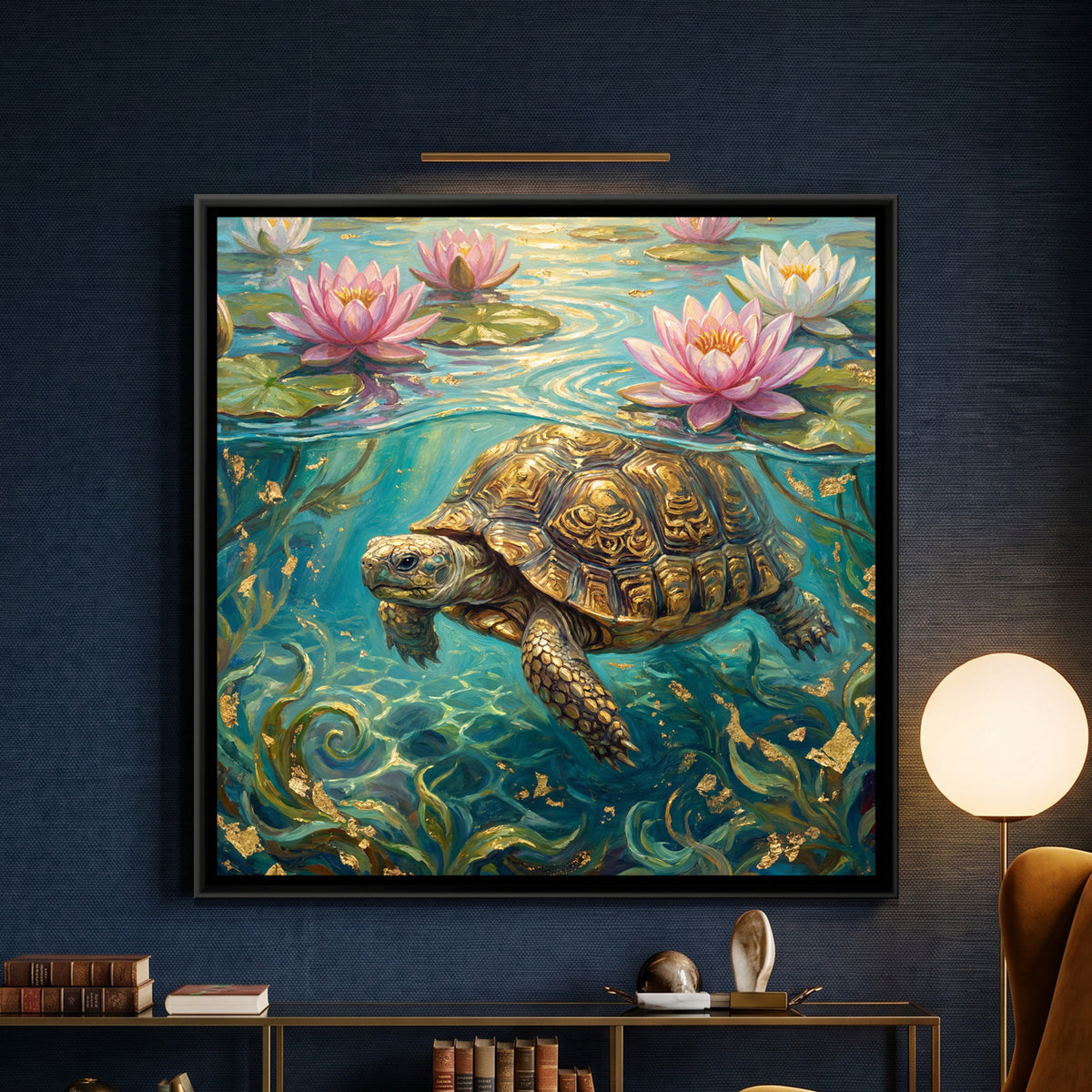 Vastu Tortoise — framed canvas art hung on a wall