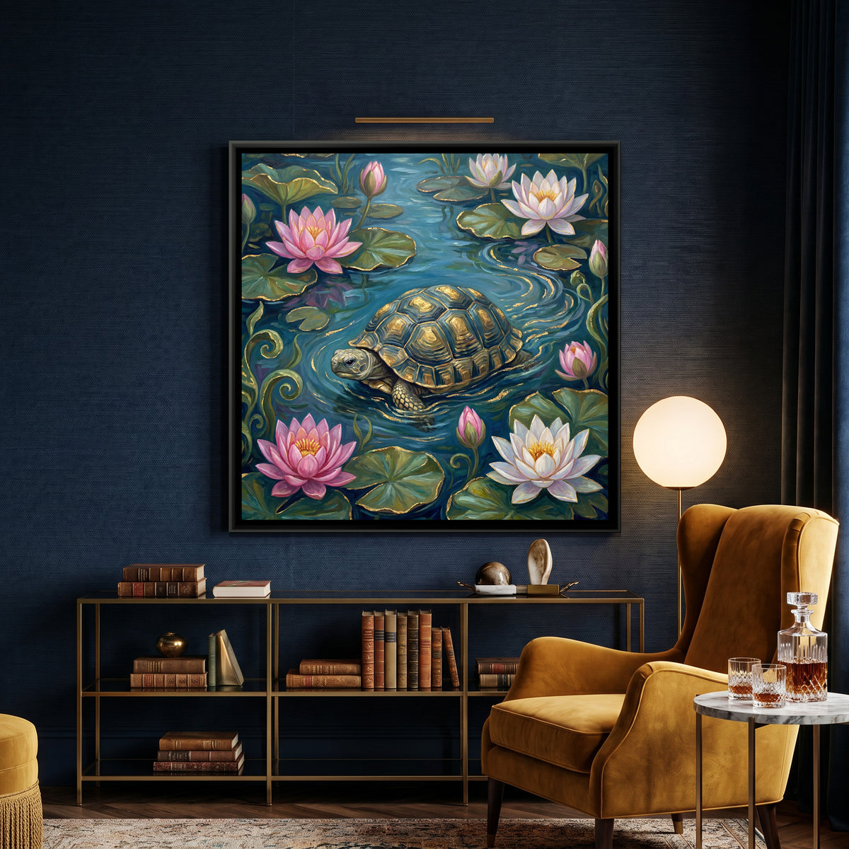 Vastu Tortoise — canvas art shown in a second room setting
