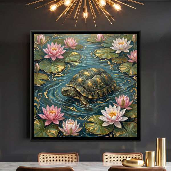 Vastu Tortoise — framed canvas art hung on a wall
