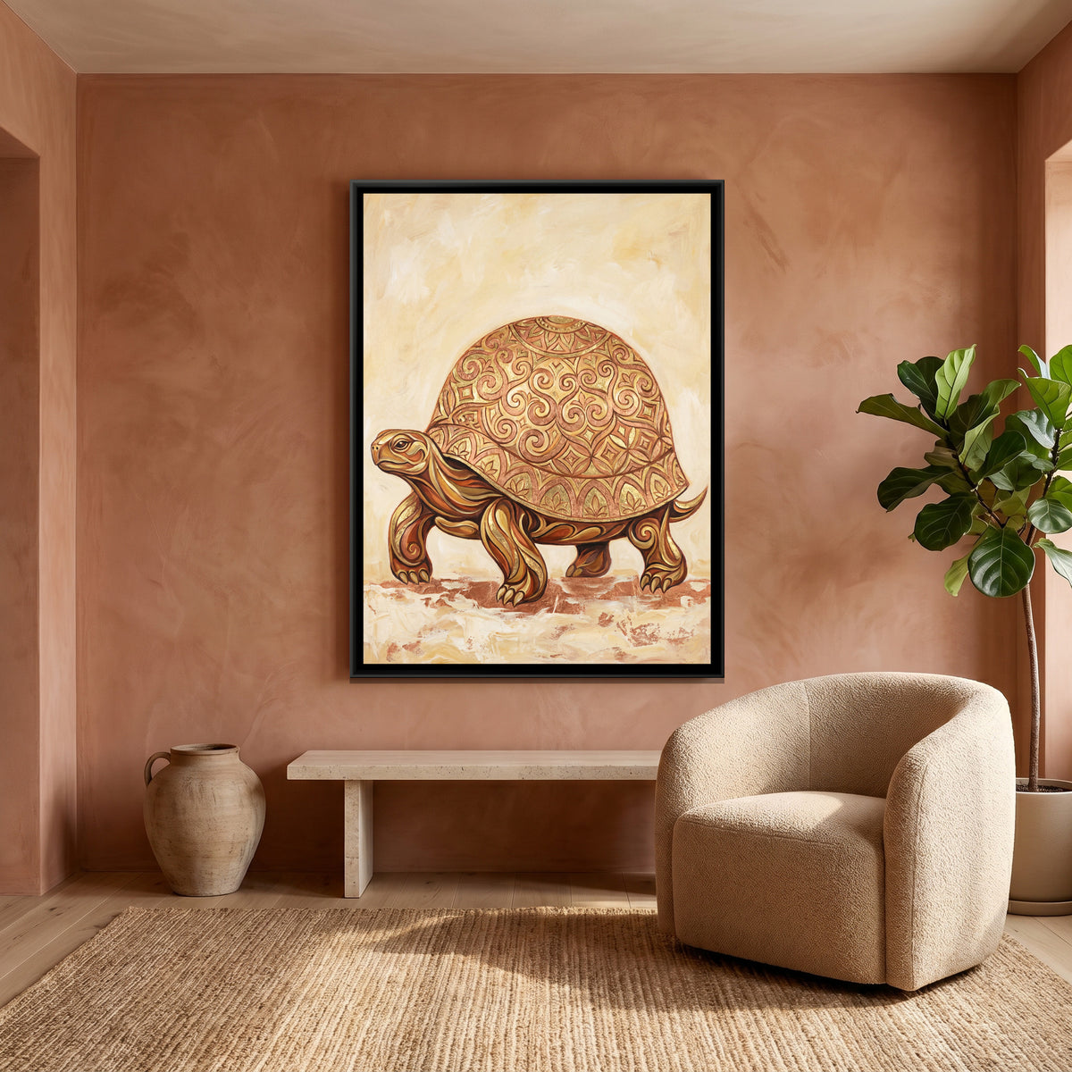 Vastu Tortoise — canvas art shown in a second room setting