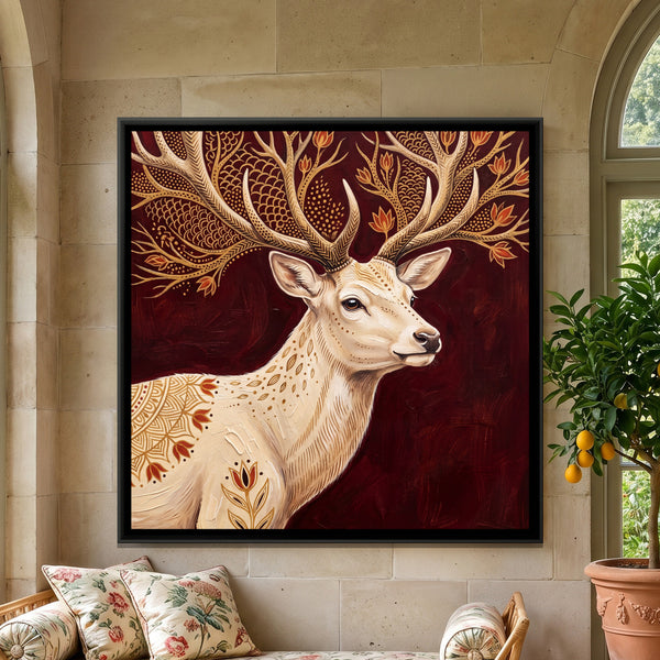 Stag — framed canvas art hung on a wall