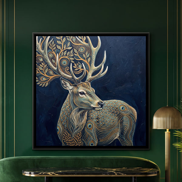 Stag — framed canvas art hung on a wall