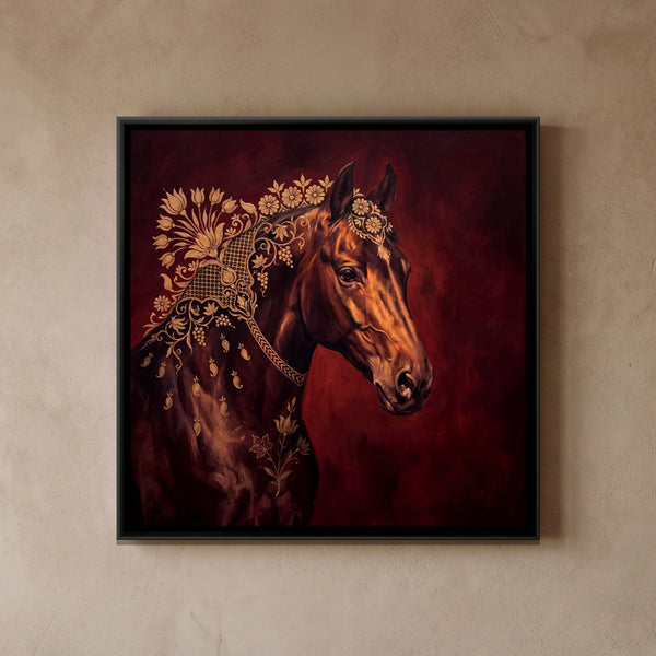 Horse Portrait — framed canvas art hung on a wall