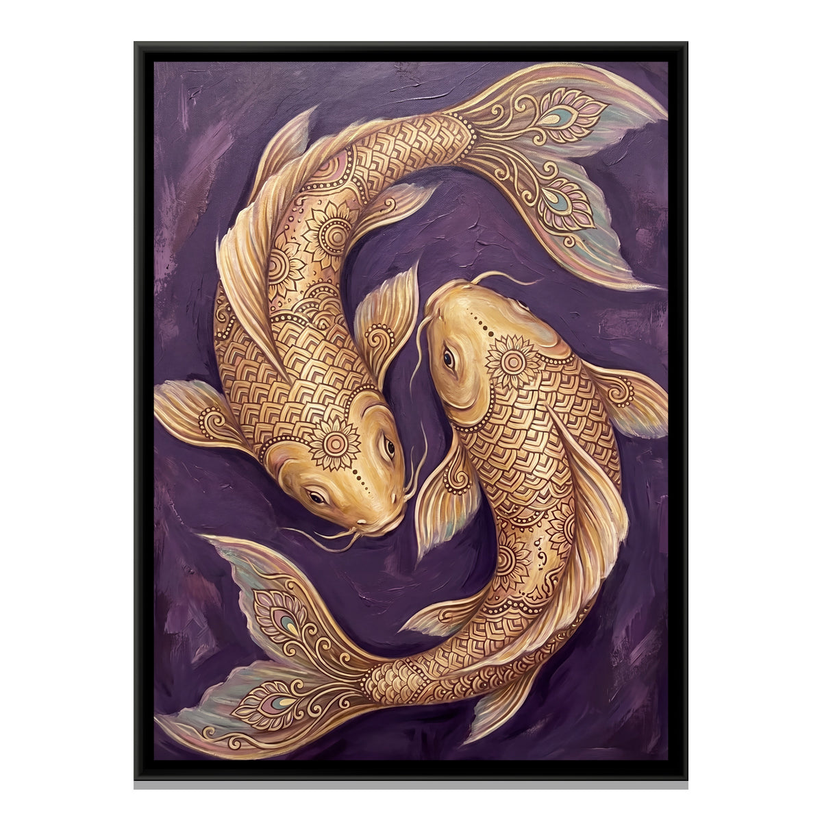 Koi Fish Pair — framed canvas print, front view