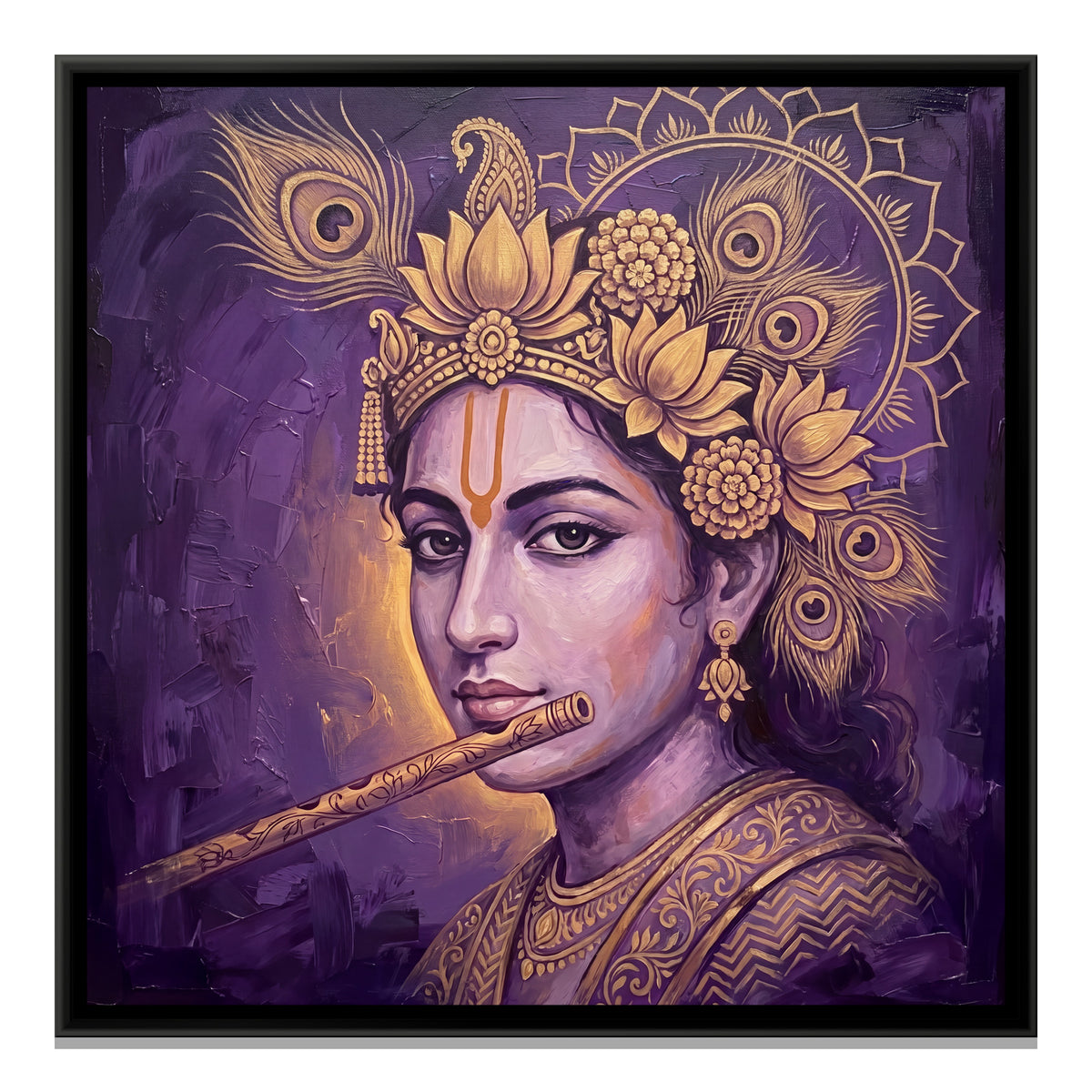 Shri Krishna — framed canvas print, front view