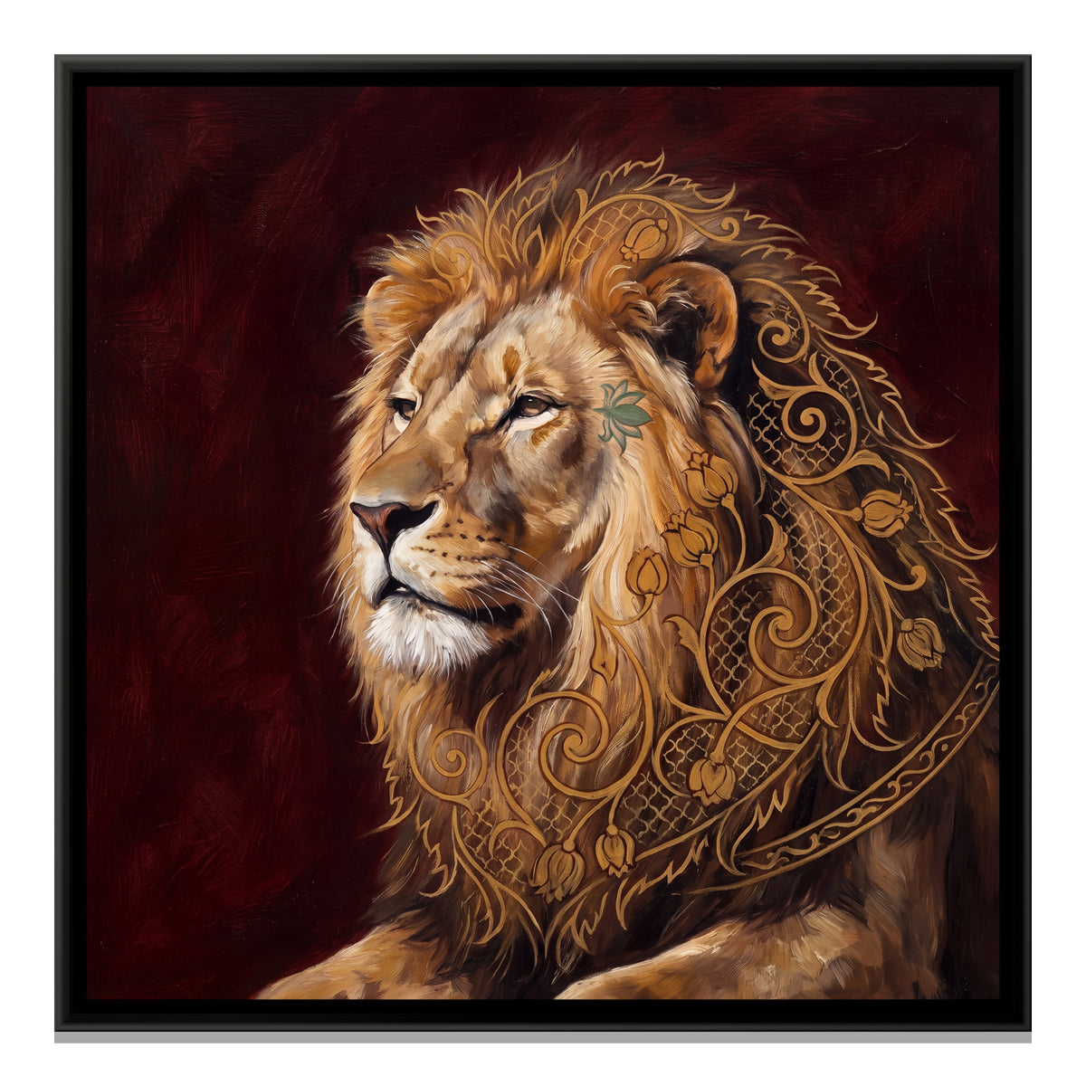 Lion — framed canvas print, front view