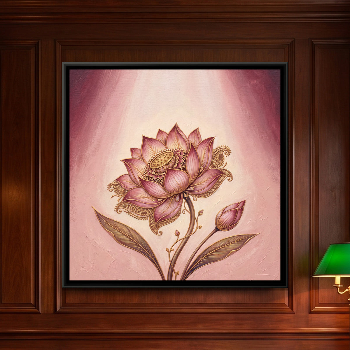 Lotus Flower — framed canvas art hung on a wall