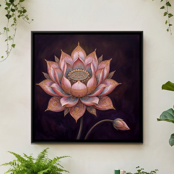 Lotus Flower — framed canvas art hung on a wall