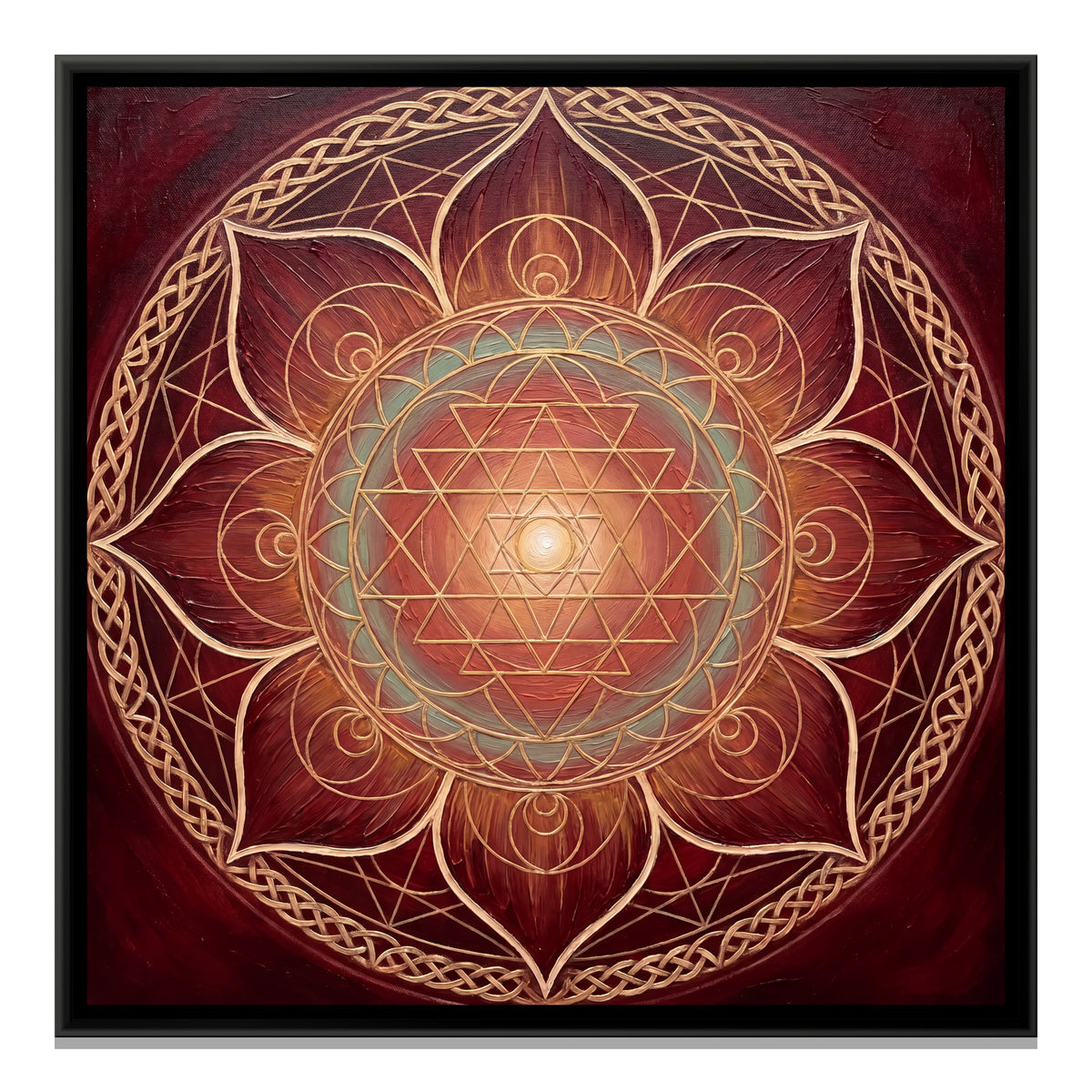 Lotus Mandala — framed canvas print, front view