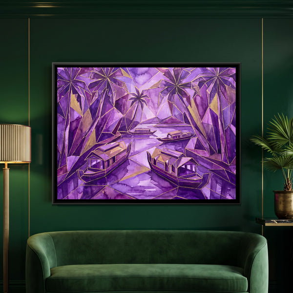 Kerala Backwaters — framed canvas art hung on a wall