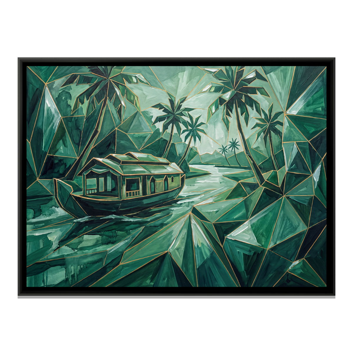 Kerala Backwaters — framed canvas print, front view