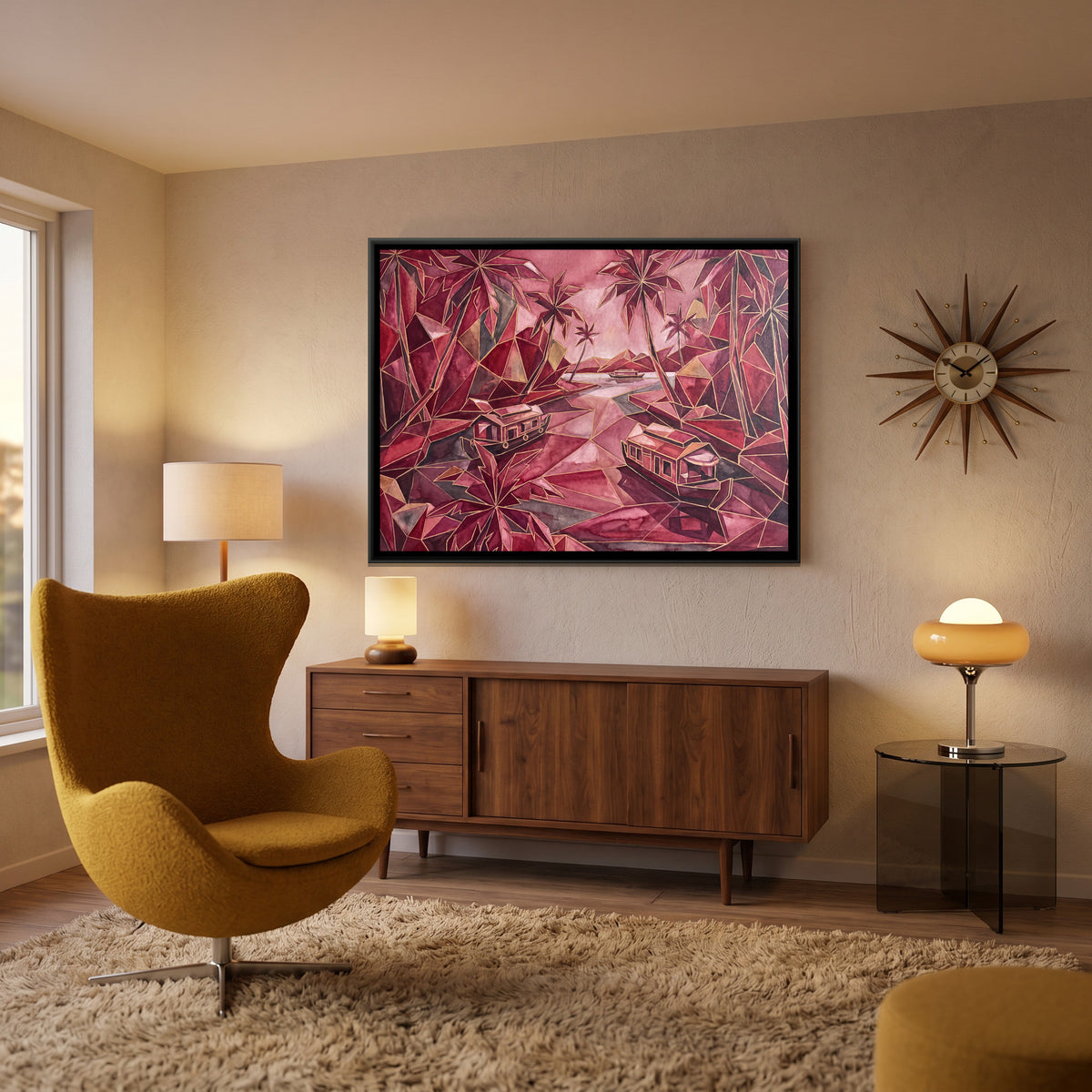 Kerala Backwaters — canvas art shown in a second room setting