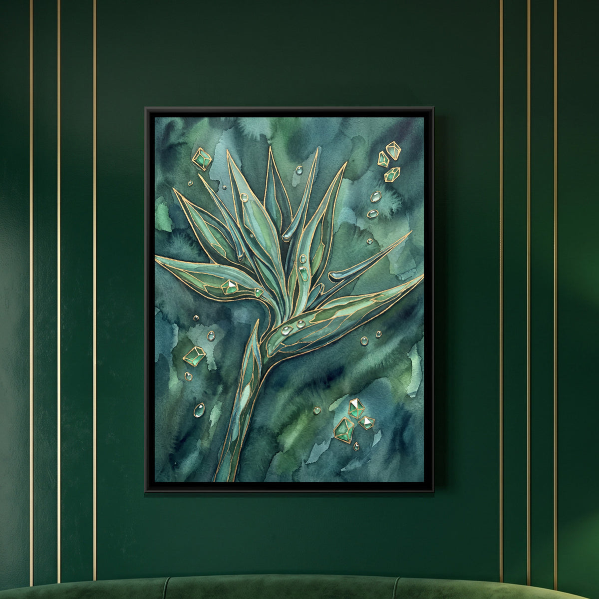 Bird of Paradise Flower — framed canvas art hung on a wall