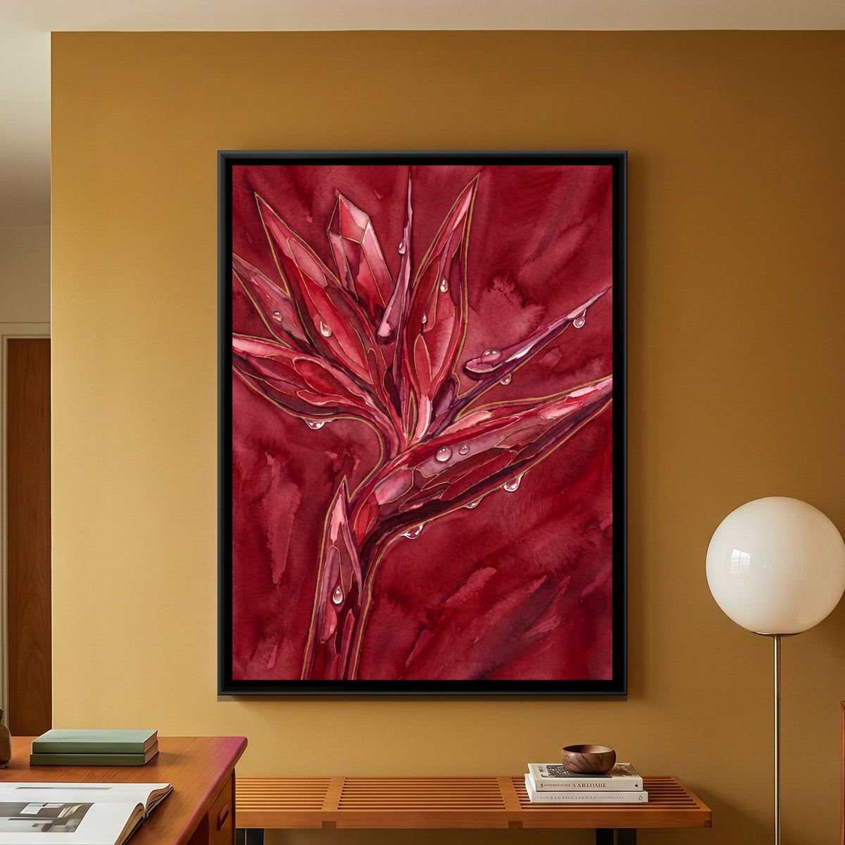 Bird of Paradise Flower — framed canvas art hung on a wall
